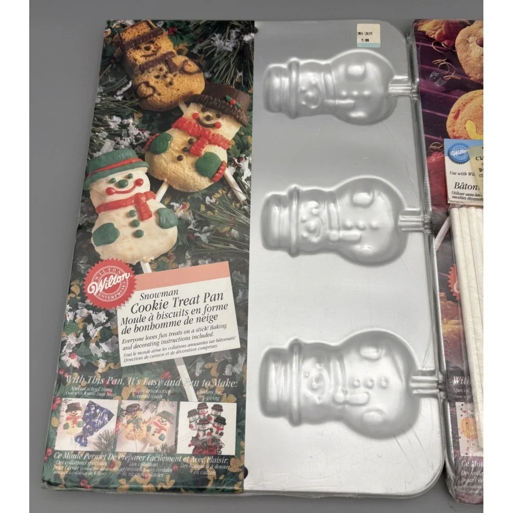 Vintage‎ Wilton Snowman & Pumpkin Cookie Pan Christmas & Halloween Baking NOS